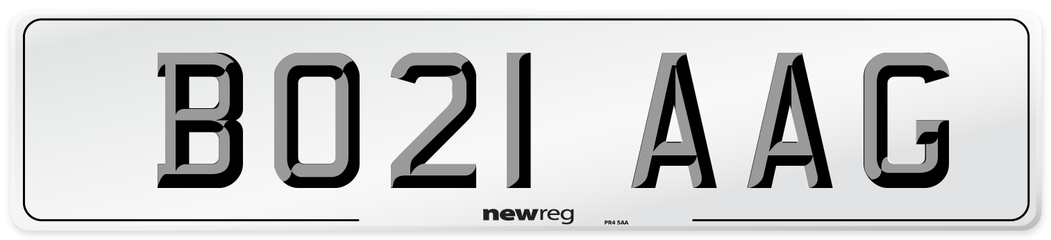 BO21 AAG Number Plate from New Reg